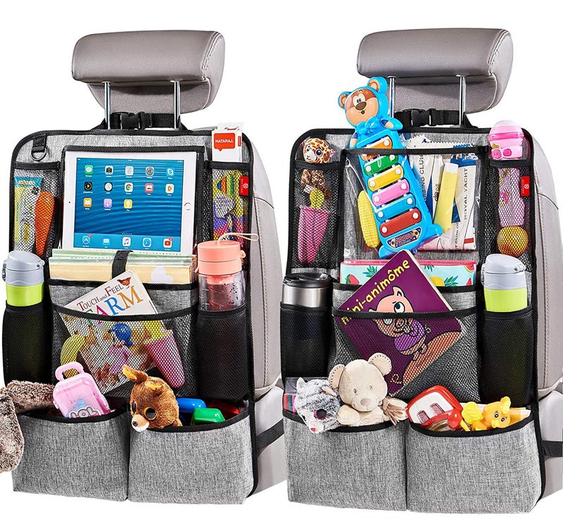 Helteko Backseat Car Organizer, Kick Mats Back Seat Protector with Touch Screen Tablet Holder, Organizer for Kids, Travel Accessories, Mat 9 Storage Pockets 2 Pack - Image 1